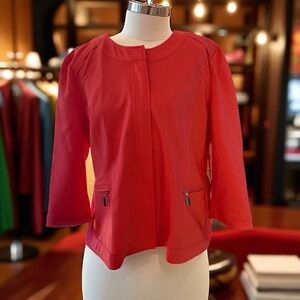 Rafaella Women's Vibrant Coral Blazer with 3/4 Sleeves